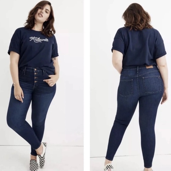 Madewell Plus 9" Mid-Rise Skinny Jeans in Hayes Wash: Button-Front Edition NWT - Picture 1 of 7